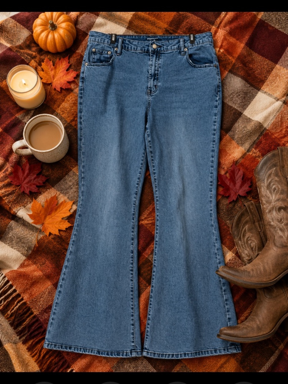 DG2 by Diane Gilman Women's Blue Flare Jeans - Sleek Stretch Denim
